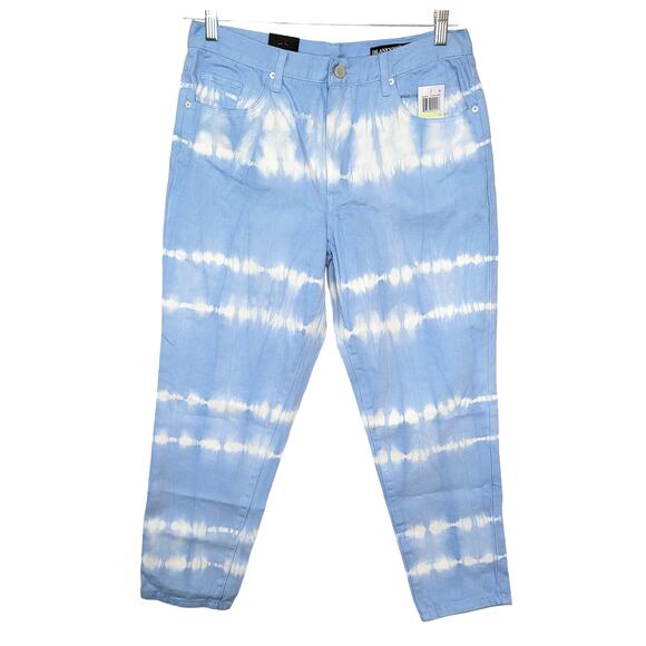 Blank NYC The Rivington High Rise Tapered Blue/White Tie Dye Jeans Women Sz 30 - Picture 3 of 8